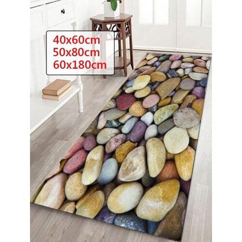 WUJIE 3D Printed Pebble Pattern Bathroom Carpet Doormat Anti-slip Mat Kitchen Mat Non-slip Modern Area Rugs Living Room Decor