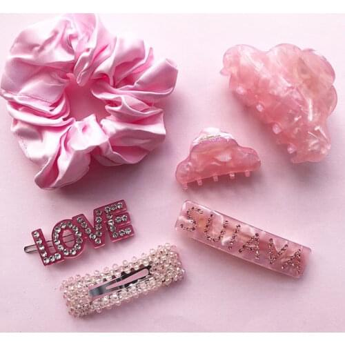 JUST FEEL Bohemian Style Resin Metal Hair Clips Hairpin For Women English Letters Acrylic Headdress Jewelry Hair Accessories