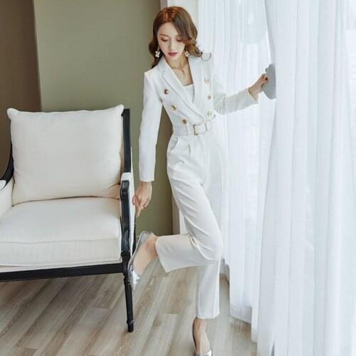 Women 2021 Summer Elegant Wide Leg Jumpsuits Female Solid Color Rompers Office Lady Casual Playsuits Long Pants Overalls Z371