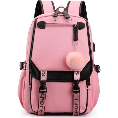 Women Casual Backpacks For School Teenagers Girls USB Charge Anti Theft Bagpack Fashion Travel Laptop Shoulder Bag Mochila Mujer