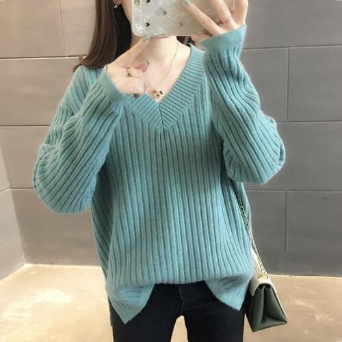 Women Sweater female Pullovers autumn of 2019 new sweater womens long sleeved Pullover female loose knit short shirt coat blouse