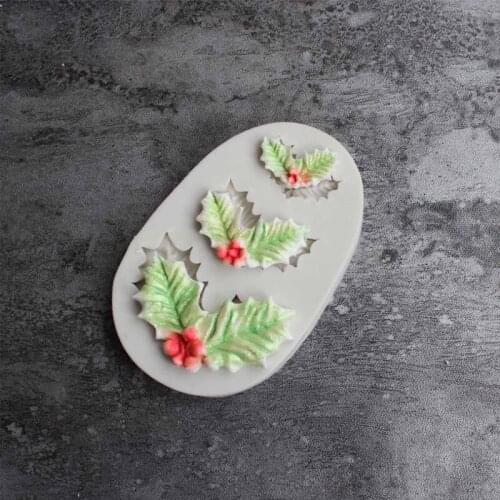 1pc Silicone Resin Molds Christmas Tree Leaves Fondant Mold Cake Decorating Tools Pastry Kitchen Baking Accessories