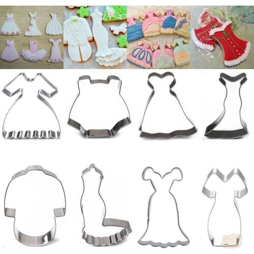 1pcs Wedding Dress Suit Cocktail Gown Cheongsam Stainless Steel Cookie Cutters Fondant Cake Decor Tool Biscuit Mould Pastry Shop