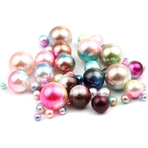 1 Packet 3/4/5/6/8/10/12mm Acrylic Beads (No Hole) For Jewelry DIY Findings Round Color At Random Necklace Earrings Making