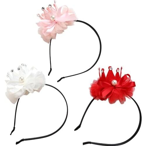 12pcs Fashion Cute Lace Floral Tiaras Hairbands Glitter Rhinestone Crown Hair Sticks Princess Headwear Girls Hair Accessories