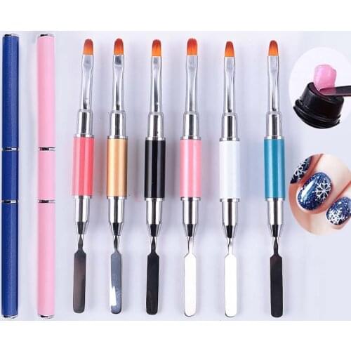 10PCS Wholesale 2 in 1 UV Nail Gel Brush Dual-ended Slice Shape Brush Tool For Acrylic UV Nail Tips Extension