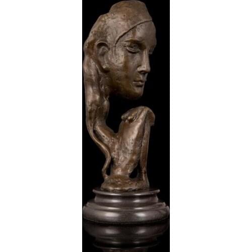 34 CM Western Art Deco Bronze Women Girl Maiden Believer Devoutly Pray Sculpture