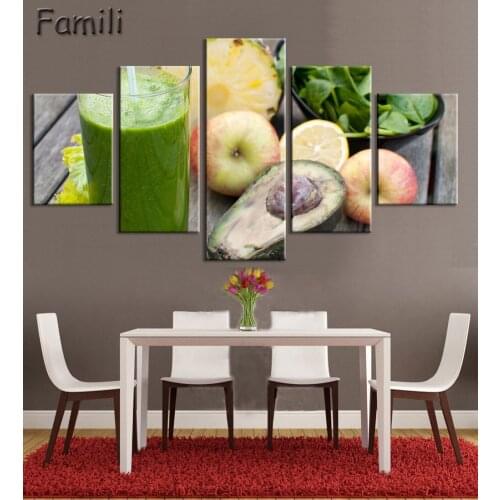 5 Panel Fruit Canvas Painting Cuadros Decoration Wall Art Lemon Strawberry Modular Pictures for Living Room Unframe Dropshipping