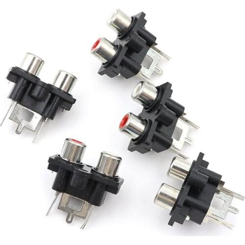 5Pcs 2 hole RCA Female Stereo audio Jack AV Audio input socket Connector Amplifier Interface Signal connection