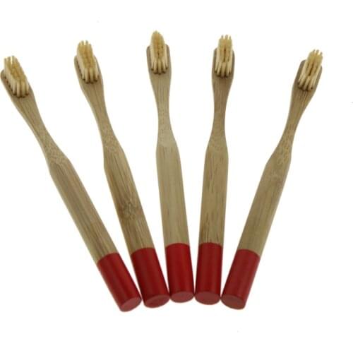 5Pcs/Set Red Handle Environmentally Eco Friendly Travel Home Hotel Kid Child Oral Care Clean Tool Tooth Brush Bamboo Toothbrush