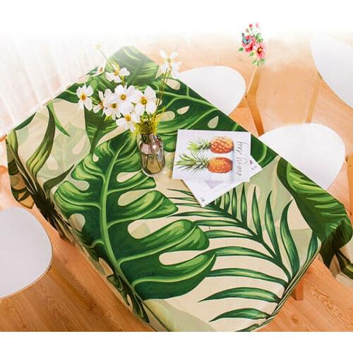 60*60CM Square Tropical Plant Printe Leaves Beauty Linen Cotton Home Decoration Table cloth Pastoral style