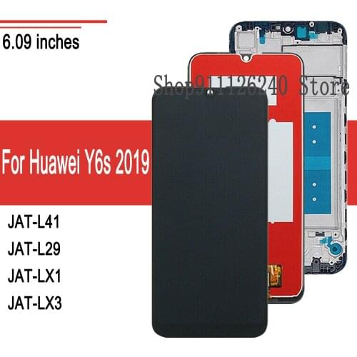 A+ Quality LCD For Huawei Y6s (2019) Lcd Display Touch Screen Digitizer Assembly Frame Huawey Y6s 6.09" JAT-L41 L29 LX1 JAT-LX3
