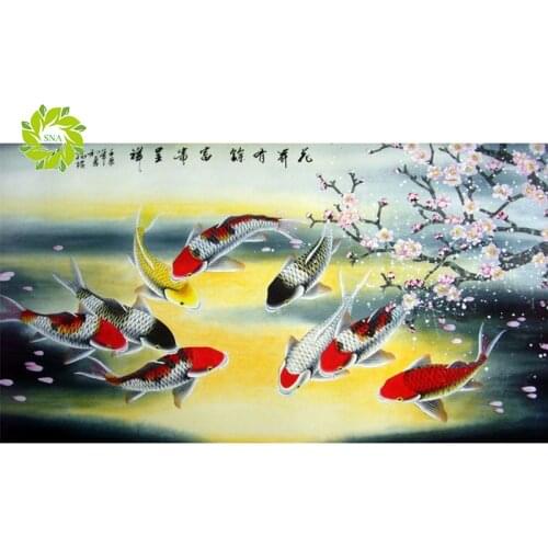 SNA Diamond painting full drill the wealth tree corridor living room money nine fish diamond embroidery