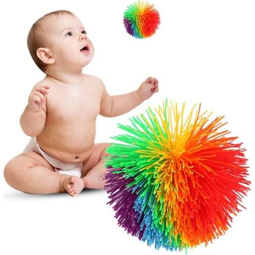Anti-Stress 6/8cm Silicone Bouncing Ball Baby Toys Sensory Stretchy Ball Rainbow Color Fidget Toys Funny Stress Relief Toys