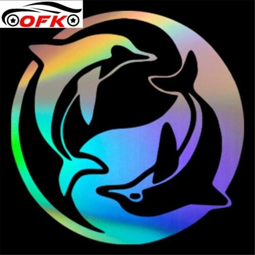 Car Stickers Decor Motorcycle Decals New Yin Yang Dolphin Decorative Accessories Creative Sunscreen Waterproof PVC,10cm*10cm