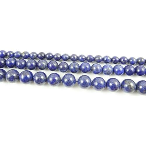 4.6.8.10MM Wholesale Natural lapis lazuli Circular Jewelry Making loose GEM beads strand 15" L36
