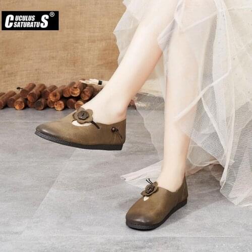 Cuculus Fashion Women Shoes Genuine Leather Women Flat Shoes Slip On Wedge Shoes Moccasins Loafers Flats Shoes Women Flats