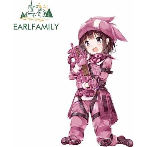 EARLFAMILY 13cm x 7.3cm for Sword Art Online Pink Bunny Car Stickers Personality Windows Decal Refrigerato VAN Car Assessoires