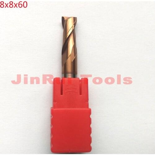 Jerray 1pc 8mm 8x8x60L HRC55 2Flutes Flat end mills Solide Carbide End Mills CNC router bit Milling cutter Tools knife fresa