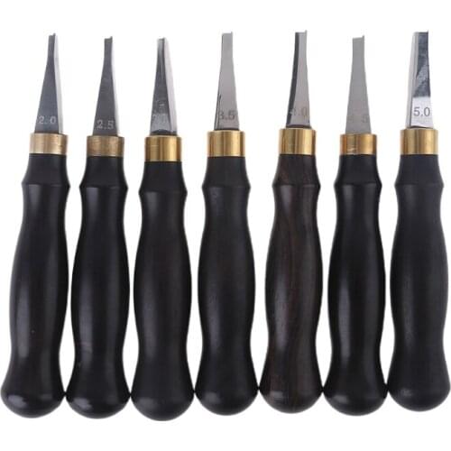 Leather Edge Creaser Crimping Tool Wooden Handle Press Shallow Groove Beveling Cutting Tool for DIY Leathercraft Making 2.0-5.0