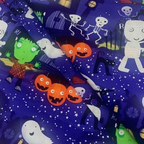 Beautiful 100% Cotton Fabric Blue Halloween Mummy Pattern Fabric Digital Print Sewing Material DIY Home Patchwork Dress Clothing