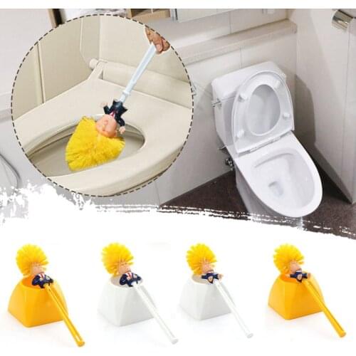 Creative Toilet Brush Holder Funny Practical Donald Trump Head Silicone Yellow Cleaning Brushes for Bath Bathroom WC Accessories