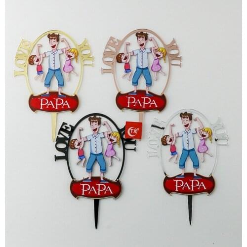 Creativity Father and Childrens Birthday Cake Toppers Gold Fathers Day Cake Topper for Daddy Birthday Party Cake Decorations