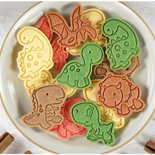 Cookie tool 3D Dinosaur Cookies Cutter Mold Dinosaur Biscuit Embossing Mould Sugarcraft Dessert Baking Silicone Mold for Sop Cak
