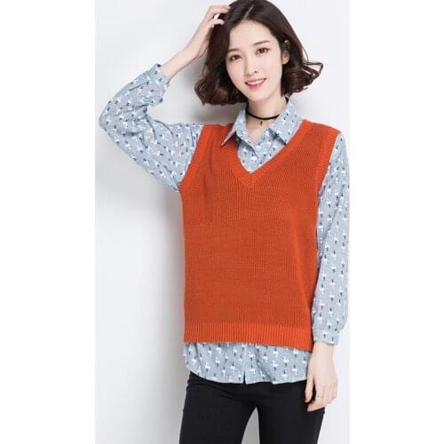 Hot Selling Spring Solid Color Sweater Vest Female Sweaters Pullover Women V-Neck Sleeveless