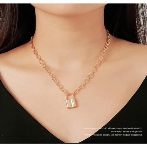 Lock Pendant Necklaces Statement Padlock Necklace Clavicle Neckless Punk Initial Sexy Women Lover Gift
