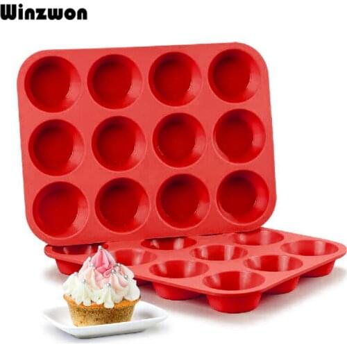 12 Cups Silicone Muffin Pan Nonstick Baking Cake Mold Muffin Cupcake Pan Chocolate Mould DIY Health Egg Muffin For Breakfast