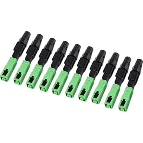 ABSF 10Pcs Sc/Apc Fiber Optic Connector Embedded Single Mode Component Fiber Optic Quick Connector-Black + Green