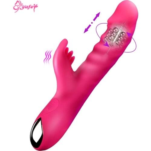 Rotation Telescopic 10 Speed Powerful Dildo Rabbit Vibrator for Women Clitoris stimulation Massage Vibrator Adult sex toys