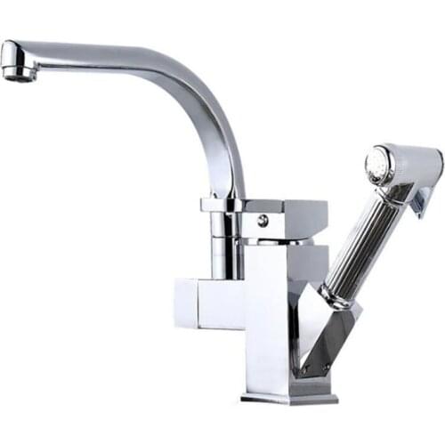 Pull Down Kitchen Faucet, Single Handle Kitchen Sink Faucet with Pull Out Sprayer , 2 Spout Water Mixer Tap, 360 Degree Swivel