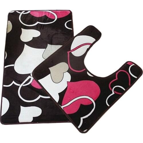 2 Pieces/set Floor Mats Bathroom Rug Living Room Foot Mat Bathroom Carpet Printed Living Room Carpet U Shape Bathroom Rug Set