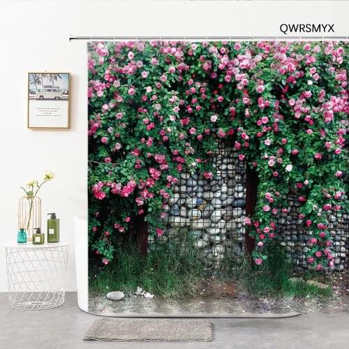 3D Rose Flower Shower Curtains Wall Landscape Bath Decor Curtain Bathtub Screen Home Background Hanging Cloth Bathroom Products