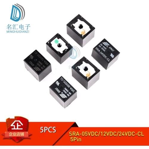 5Pcs/lot 5V 12V 24V 20A DC Power Relay SRA-05VDC-CL SRA-12VDC-CL SRA-24VDC-CL 5Pin PCB Type In stock Black Automobile relay