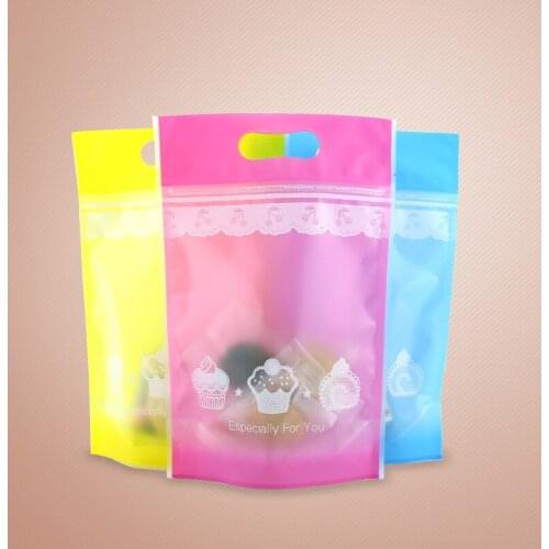 50pcs Scrub Nougat Cookie Ziplock Bags Casual Food Candy Zipper Bags large plastic pouch with handle
