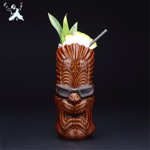 550ml Rock Gangs Mug Hawaii Ceramic Tiki Mug Creative Porcelain Beer Wine Mug Cup Bar Tool