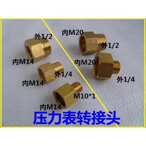 Vidric Pressure gauge adapter Copper inner and outer wire diameter reduction M14 to 1/2 1/4 M10*1 M20 to 1/2 1/4