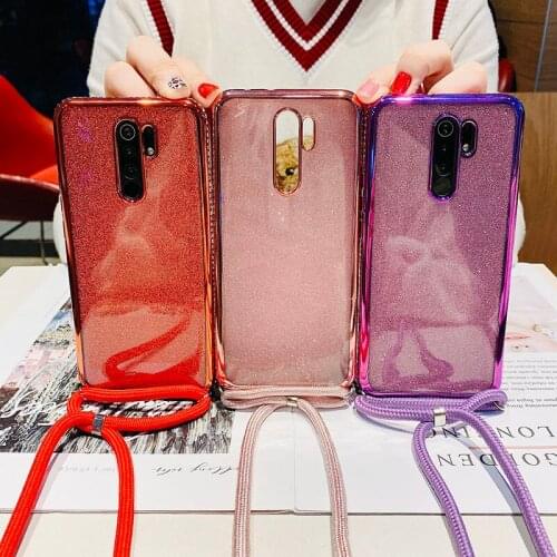 Diamond Rope Mobile Phone Case For Huawei Y5P 6 7 8 9 2018 2019 PRIME Mobile Silicone Soft TPU Twinkle of hanging rope