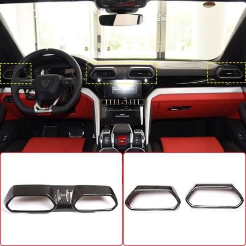 For Lamborghini URUS 2018-21 Real Carbon Fiber Car Center Console Dashboard Air Conditioning Outlet Frame Decoration Cover Trim