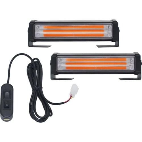2X Car COB LED Strobe Light Truck Amber Emergency Flashing Light Trailer Warning Grill Lamp Exterior Work Lamp DRL Universal