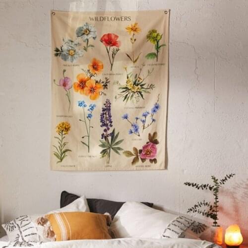 Bohemian Tapestry Flower Wall Hanging Room Wildflower Carpet Dorm Tapestries Art Home Decoration Accessories