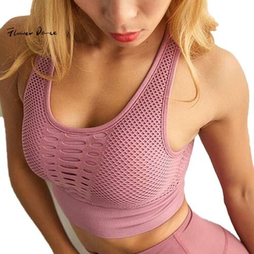 FlowerDance Yoga Bra Sports Crop Top Woman Brassiere Femme Sport Push Up Fitness cotton Underwear Seamless Running Brathable