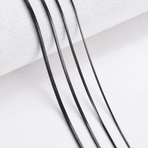 1 piece Black 316 Stainless steel Square Snake Chain Men Women Necklace Jewelry Width 0.9/1.2/1.5/2.0mm