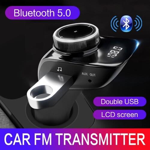 JINSERTA Bluetooth 5.0 FM Transmitter MP3 Music Player Radio Adapter Handsfree Dual USB Car Charger Support AUX U Disk Player