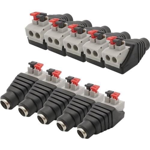 No Screw Push-type 5.5mm x 2.1mm DC Jack CCTV Cameras Cable Connector 5.5*2.1mm DC Power Female Socket LED Strip Connectors