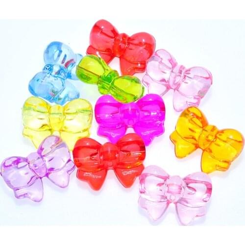 Crystal Acrylic Ribbon Knot Bow Plastic Necklace Beads DIY Jewelry Findings Ornament Garment Accessory 28*11*20mm 160pcs