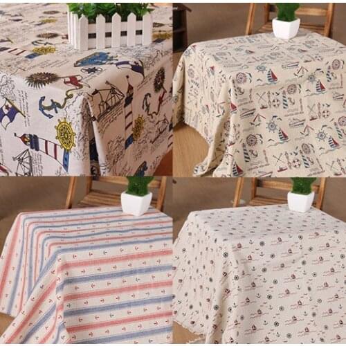 Cool! Pretty 50x150cm 4 Designs Anchors Printed Cotton Linen Fabric For Clothing Curtain DIY Sewing